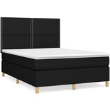  Box spring posteljni z vzmetnico črn 140x190 cm blago | Shoptok.si