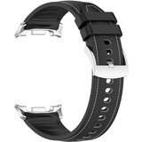INF Združljiv s Samsung Galaxy Watch8 Silikonski usnjen pašček - Eleganten nadomestni pas Black, (5000079509) | Shoptok.si