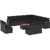  14-dijelni set vrtnih sofa s jastucima poliratan crni | shoptok.hr