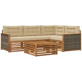vidaXL Zunanja garnitura za sedenje z blazino 5 pcs Naravna in bež, (5000280943) | Shoptok.si