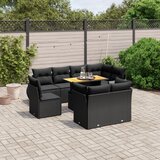 vidaXL 9-dijelni set vrtnih sofa s jastucima crni od poliratana | shoptok.hr