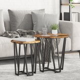 vidaXL Stranska miza 2 kosi Dimljeni hrast Izkrojeno les in kovina, (22056217) | Shoptok.si