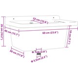  Umivaonik za zidnu montažu sivi 60x40x28 cm od smole | shoptok.hr