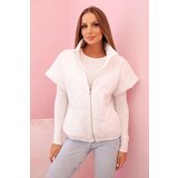 Kesi Włoski Women's quilted vest with short sleeves and a stand-up collar white | shoptok.hr