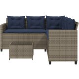 vidaXL Vrtna sofa sa stolom i jastucima L-oblika siva poli ratan - Siva 1 | shoptok.hr