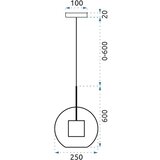 Toolight staklena viseća svjetiljka crna loft APP558-1CP 25cm | shoptok.hr