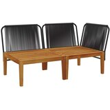  2 kom. Vrtni Lounge Set s Jastučićima Prirodna - Crna i krem bijela Kutna sofa + srednja sofa | shoptok.hr