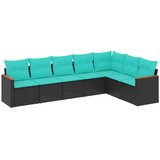 vidaXL Vrtni set od 7 dijelova s jastucima crni poliratan - Crna i plava Bez stola 1 | shoptok.hr