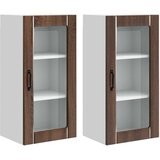  Zidni stakleni ormarić PORTO 2 pcs Smeđi hrast 40 x 31 x 80 cm | Eponuda.com