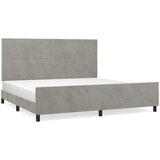 The Living Store Posteljni okvir z vzglavjem svetlo siv 200x200 cm žamet - Posteljni Okvir Z Vzglavjem, (21493438) | Shoptok.si