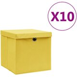  Kutije za pohranu s poklopcima 10 kom 28 x 28 x 28 cm žute | shoptok.hr