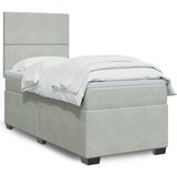 vidaXL Box spring postelja z vzmetnico svetlo siva 80x200 cm žamet | Shoptok.si