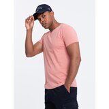 Ombre BASIC men's classic cotton tee-shirt with a v-neck - pink Cijene