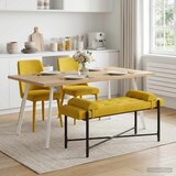  Klupa s gumbima i jastučićima Žuta 110 x 40 x 46 cm Baršun | shoptok.hr
