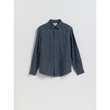 Reserved Lanena regular fit košulja - mornarsko plava | shoptok.hr