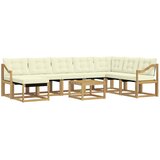 vidaXL Zunanja garnitura za sedenje z blazino 9 pcs Bela in krem, (5000280016) | Shoptok.si