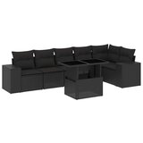 Maison Chic Seti vrtnega pohištva - Vrtna garnitura - Vrtni pohištvo set 7-delna z blazinami črn poli ratan, (21801935) | Shoptok.si