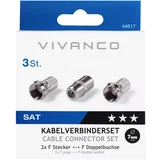 Vivanco Kabelverbinder-Set VIVANCO 44017 STD FBF-N 2x F-Stecker 7,0 mm, 1x Doppelkupplung
