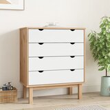The Living Store Ladičar OTTA smeđe-bijeli 76,5x39,5x90 cm od masivne borovine | shoptok.hr