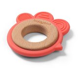 BabyOno Silikonsko-lesen grizalo Koka, barva breskve | Shoptok.si