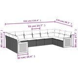  10-dijelni set vrtnih sofa od poliratana s jastucima sivi | shoptok.hr