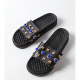  Black Embellished Montesarchio Slides | ePonuda.com