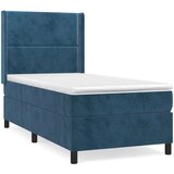 Box spring postelja z vzmetnico temno modra 90x200 cm žamet | Shoptok.si