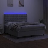 Krevet box spring s madracem LED svjetlosivi 160x200 cm tkanina | shoptok.hr