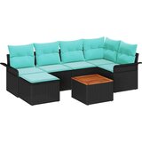  Vrtna sedežna garnitura z blazino 7 pcs Črna poli ratan, (5000146293) | Shoptok.si