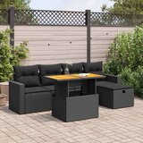vidaXL 6-dijelni set vrtnih sofa s jastucima crni od poliratana bagrem | shoptok.hr