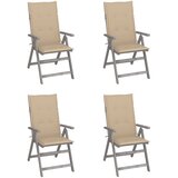 Maison Chic Vrtni stoli - Stol za vrt 4 kosi z blazinami trden akacijev les JS1609, (21877877) | Shoptok.si