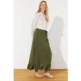 Trendyol Dark Khaki Wrapover Flounce Woven Skirt Cene