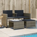 Maison Chic Vrtni kavč - Zunanji kavč dvosed z mizico in stolčki siv poli ratan, (22041991) | Shoptok.si