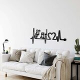 Wallxpert metalni zidni ukras 5049, otkucaji srca sa notama i srcem, 45 x 20 cm, crni u