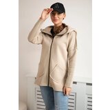 Kesi Insulated sweatshirt with a longer back and pockets light beige | shoptok.hr