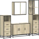  4-dijelni set kupaonskog namještaja boja hrasta sonome drveni | shoptok.hr
