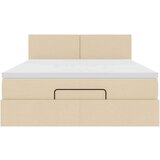  Otomanski krevet s madracem krem 140x190cm od tkanine | shoptok.hr