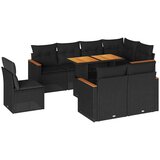 vidaXL 9-dijelni set vrtnih sofa s jastucima crni od poliratana bagrem | shoptok.hr