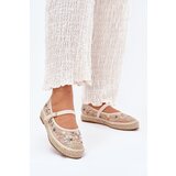Boto Mesh Espadrilles With Embroidery On Platform Beige Laxisa | shoptok.hr