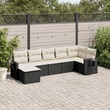 Maison Chic Seti vrtnega pohištva - Vrtna garnitura - Vrtni pohištvo set 7-delna z blazinami črn poli ratan, (21801275) | Shoptok.si