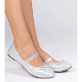 Gemre Silver women's ballet flats with an elastic bow Lerona | Shoptok.si