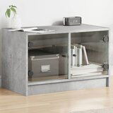  The Living Store TV omarica s steklenimi vrati betonsko siva 68x37x42 cm - TV Omarica, (21555318) Cene