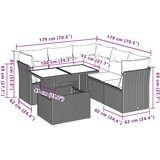  6-dijelni set vrtnih sofa s jastucima crni od poliratana | shoptok.hr