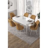 Hanah home trpezarijski set Via, sto na razvlačenje i 6 stolica, bela ploča, kapućino tkanina Jerry | Eponuda.com