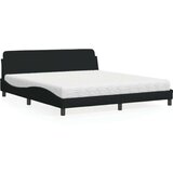 vidaXL Postelja z vzmetnico črna 180x200 cm blago | Shoptok.si