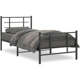 Furnova Kovinski posteljni okvir z vzglavjem in vznožjem črn 90x190 cm, (21942318) | Shoptok.si