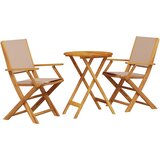  3-dijelni bistro set od tkanine i masivnog drva smeđesivi | shoptok.hr