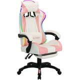 vidaXL Igraća stolica s RGB LED svjetlima rozo-bijela od umjetne kože | shoptok.hr