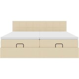  Otomanski okvir kreveta s madracima krem 200x200cm od tkanine | Eponuda.com