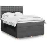 vidaXL Box spring postelja z vzmetnico temno siva 160x200 cm blago | Shoptok.si